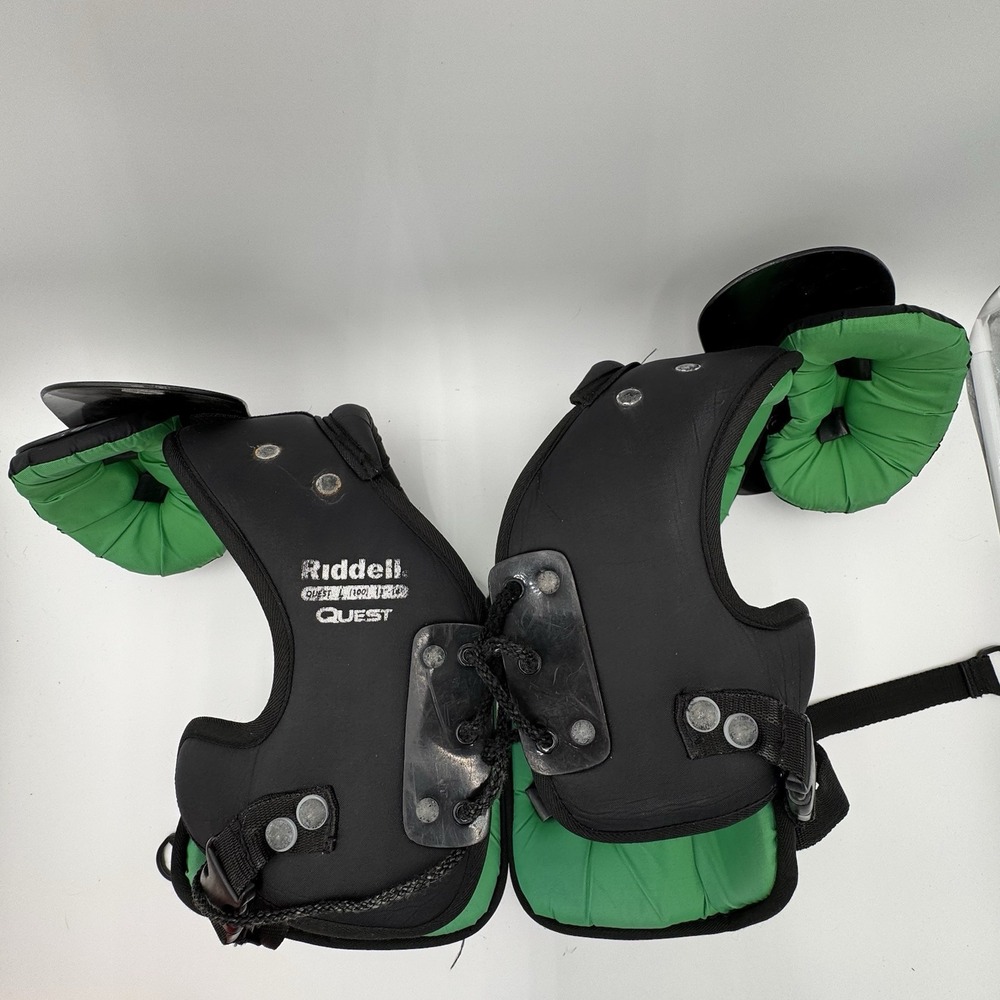 Riddell Quest Youth Football Shoulder Pads - Black & Green